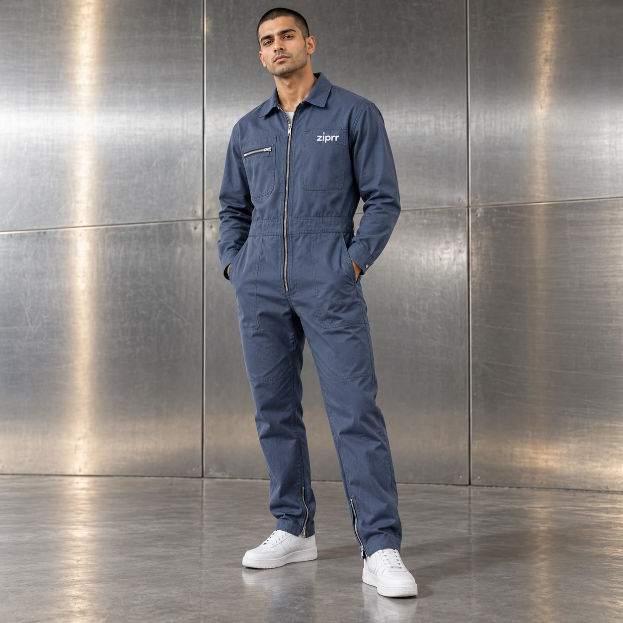 Slate Blue Technical Jumpsuit